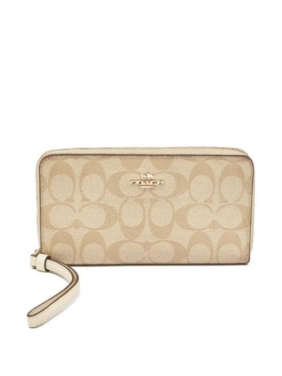 Coach Handbags - NWT Coach Long Zip Around Wallet Light Khaki Chalk Signature Canvas F88913
